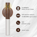 Glass Wood Motion Sensor LED Night Light, Motion Activated,Wall Lights Battery Operated,Rechargeable Wall Lights,Wireless Wall Light,Suitable For Corridors, Stairs, Bedrooms, Brown 18052
