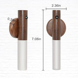 Glass Wood Motion Sensor LED Night Light, Motion Activated,Wall Lights Battery Operated,Rechargeable Wall Lights,Wireless Wall Light,Suitable For Corridors, Stairs, Bedrooms, Brown 18052