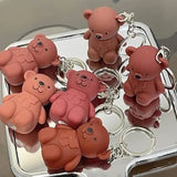Lip Tint, Bear Keychain Long Lasting Creamy Texture Matte Lipstick For Makeup 6pcs Multicolour 19203