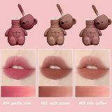 Lip Tint, Bear Keychain Long Lasting Creamy Texture Matte Lipstick For Makeup 6pcs Multicolour 19203