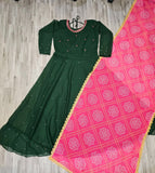 Women'S Solid Georgette Gown Kurta With Dupatta, Long Kurti Ethnic Dress Set For All Occasions 19198
