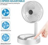 USB Rechargeable Desk Fan Telescopic Electric Desktop Fan Height Adjustable Foldable & Portable 19381