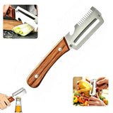 3-in-1 Multifunctional Vegetable Peeler with wooden grip (Pack of 1) 35561