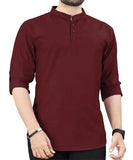 Men's Slim Fit Full Sleeve Cotton Short Kurta Pack of 2 6824