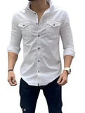 Men Cotton Blend Double Pocket Full Sleeves Shirt Pack of 2 6824